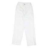 Womens White Cotton Blend Regular Fit Straight Leg Trousers W22 L28 Casual Zip