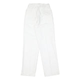 Womens White Cotton Blend Regular Fit Straight Leg Trousers W22 L28 Casual Zip
