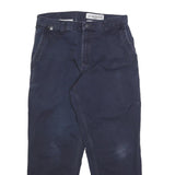 CARHARTT Mens Regular Navy Blue Cotton Blend Zip Trousers W32 L30 Classic
