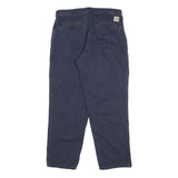 CARHARTT Mens Regular Navy Blue Cotton Blend Zip Trousers W32 L30 Classic