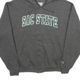 CHAMPION Mens Grey Sac State Zip Hoodie L Cotton Blend Casual Sports Sweatshirt