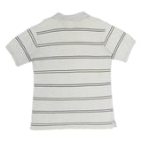 NAUTICA Mens White & Black Striped Short Sleeve Polo Shirt M Cotton Casual