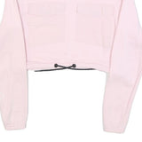 ELLESSE Womens Pink Cotton Blend Crop Sweatshirt UK 4 Crew Neck Long Sleeve