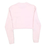 ELLESSE Womens Pink Cotton Blend Crop Sweatshirt UK 4 Crew Neck Long Sleeve