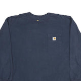 CARHARTT Mens Blue Long Sleeve Crew Neck Pocket T-Shirt 2XL Cotton Comfortable