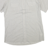 WRANGLER Mens White & Grey Striped Western Shirt L Cotton Blend Short Sleeve