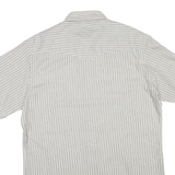 WRANGLER Mens White & Grey Striped Western Shirt L Cotton Blend Short Sleeve