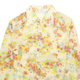 IMPERIA Womens Yellow Floral Print Shirt Long Sleeve Point Collar M Blouse