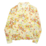 IMPERIA Womens Yellow Floral Print Shirt Long Sleeve Point Collar M Blouse