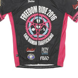 JLVELO Mens Black & Pink Freedom Ride 2016 Graphic M Short Sleeve Round Neck