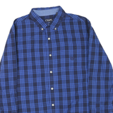 CHAPS Mens Blue Check Shirt L Button Down Collar Classic Fit Long Sleeve