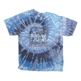 GILDAN Mens Blue Tie Dye Graphic T-Shirt L Crew Neck Short Sleeve Cotton