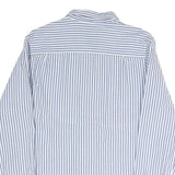 NAUTICA Mens Blue & White Classic Fit L Cotton Blend Shirt Button Down Collar