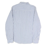 NAUTICA Mens Blue & White Classic Fit L Cotton Blend Shirt Button Down Collar