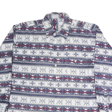 Mens Blue White Red Patterned Cotton Shirt L Long Sleeve Button Closure Casual