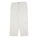 CHAPS Mens Cotton Blend White Regular Fit Straight Leg Trousers W36 L30 Casual