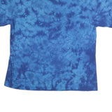 Womens Blue Tie Dye Butterfly Graphic T-Shirt L Short Sleeve Crew Neck Cotton