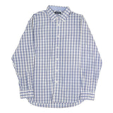 NAUTICA Mens Blue & White Check Shirt L Cotton Blend Button Down Collar Long