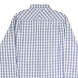 NAUTICA Mens Blue & White Check Shirt L Cotton Blend Button Down Collar Long