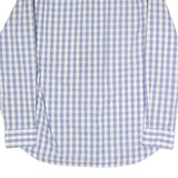 NAUTICA Mens Blue & White Check Shirt L Cotton Blend Button Down Collar Long
