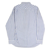 NAUTICA Mens Blue & White Check Shirt L Cotton Blend Button Down Collar Long