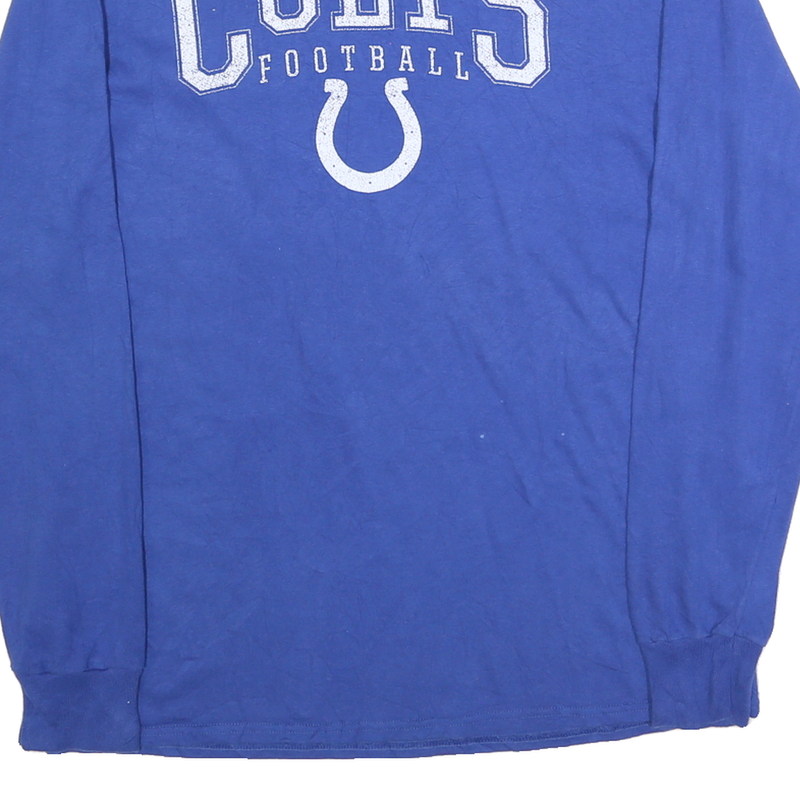 NFL Mens Blue Colts Football Long Sleeve Crew Neck Cotton Blend L T-Shirt