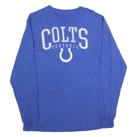 NFL Mens Blue Colts Football Long Sleeve Crew Neck Cotton Blend L T-Shirt