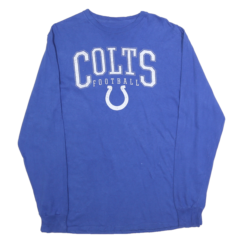 NFL Mens Blue Colts Football Long Sleeve Crew Neck Cotton Blend L T-Shirt