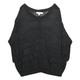 CALVIN KLEIN Womens Black Plain V-Neck Basic Knit Jumper S Lightweight Rayon