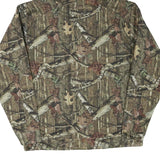 Mens Green Brown Camouflage Outdoor Zip Jacket XL Polyester Blend Hooded