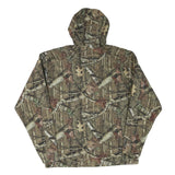 Mens Green Brown Camouflage Outdoor Zip Jacket XL Polyester Blend Hooded