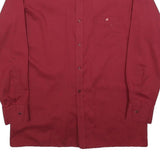CLUB Mens Red Shirt M Button Plain Cotton Blend Casual Dress Shirt
