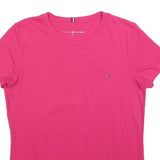 TOMMY HILFIGER Womens Pink Short Sleeve Crew Neck Logo T-Shirt S