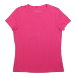 TOMMY HILFIGER Womens Pink Short Sleeve Crew Neck Logo T-Shirt S