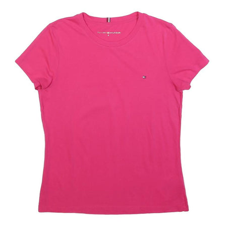 TOMMY HILFIGER Womens Pink Short Sleeve Crew Neck Logo T-Shirt S
