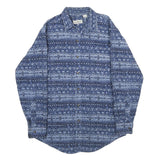 LL BEAN Mens Blue Pattern Cotton Shirt M Long Sleeve Casual Comfortable