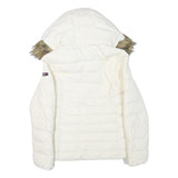 TOMMY HILFIGER Womens White Quilted Jacket M Polyester Blend Hooded Zip