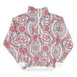 Mens Blue Red White Patterned Pullover Jumper Half Zip Polyester XL Casual