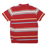 CHAPS Mens Red & White Striped Short Sleeve Polo Shirt XL Classic Fit Cotton