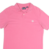 CHAPS Mens Pink Short Sleeve Plain Polo Shirt M Custom Fit Logo Embroidered