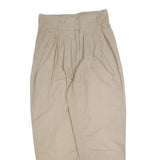 GO-IN Womens Beige Cotton Blend Regular Fit Trousers W30 L28 Classic Casual Wear