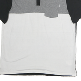 CALVIN KLEIN Mens Black & Grey White Colourblock Short Sleeve Polo Shirt L