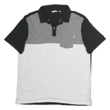 CALVIN KLEIN Mens Black & Grey White Colourblock Short Sleeve Polo Shirt L