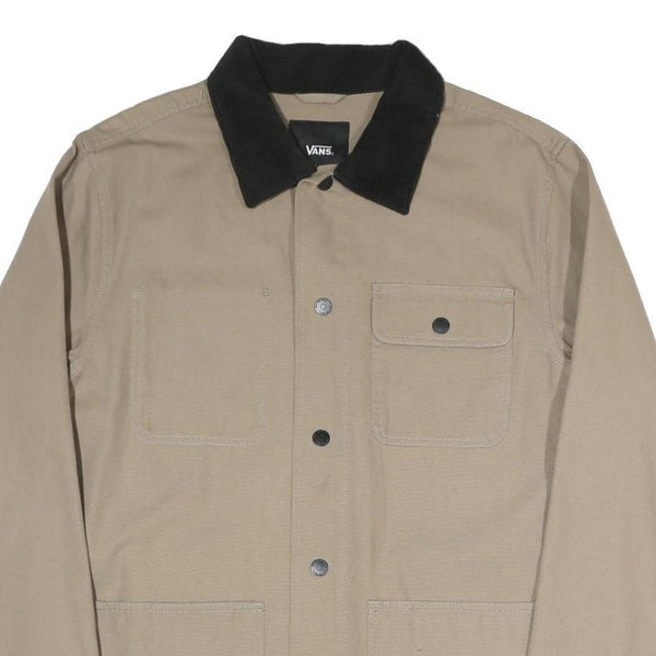 VANS Mens Beige & Black Button Cotton Blend Workwear Jacket L Casual Outerwear