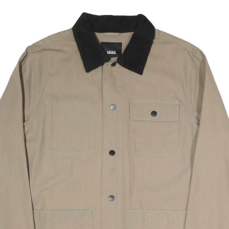 VANS Mens Beige & Black Button Cotton Blend Workwear Jacket L Casual Outerwear