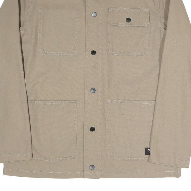 VANS Mens Beige & Black Button Cotton Blend Workwear Jacket L Casual Outerwear