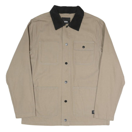 VANS Mens Beige & Black Button Cotton Blend Workwear Jacket L Casual Outerwear