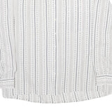 ROYAL CLASS Mens White & Grey Striped Cotton Shirt L Classic Formal Button-Up