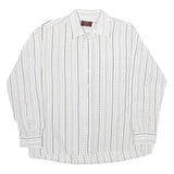 ROYAL CLASS Mens White & Grey Striped Cotton Shirt L Classic Formal Button-Up