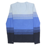 TOMMY HILFIGER Womens Blue & Navy Patterned V-Neck Basic Knit Jumper Size M